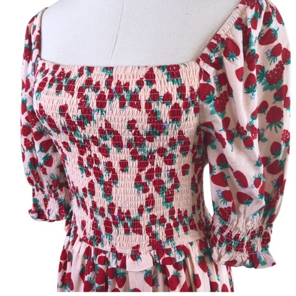 Betsey Johnson Smocked Strawberry Dress. New with no tags - Picture 3 of 6